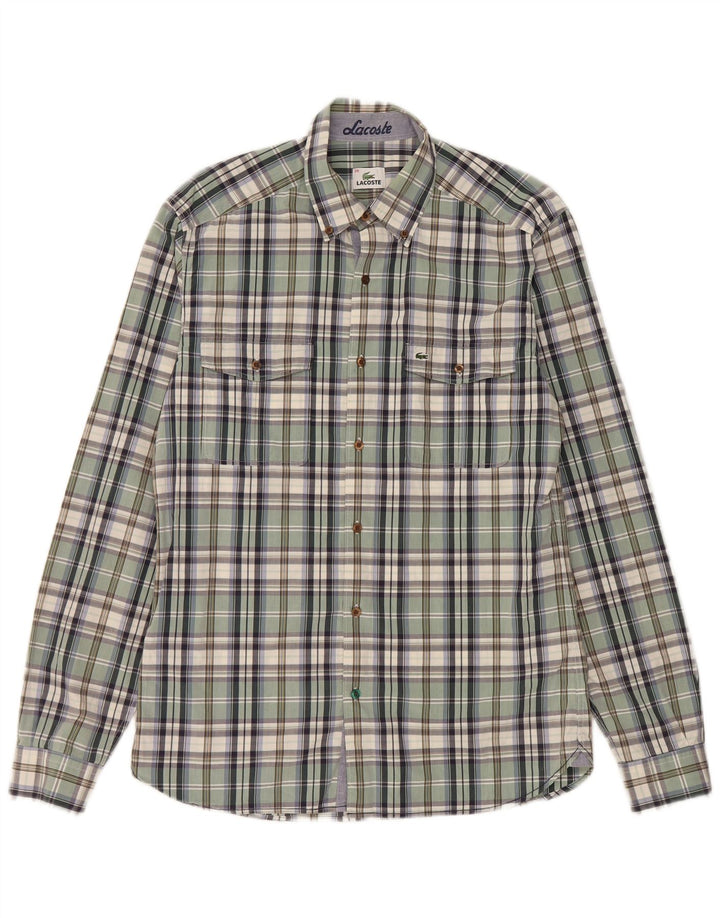 Camicia da uomo Lacoste taglia 39 cotone scozzese verde medio