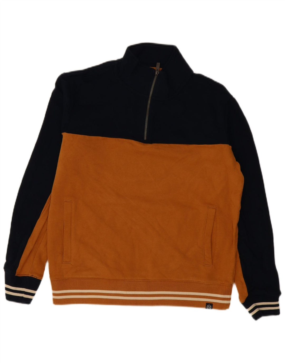 Felpa da uomo Marks & Spencer con zip e collo, grande, color block giallo