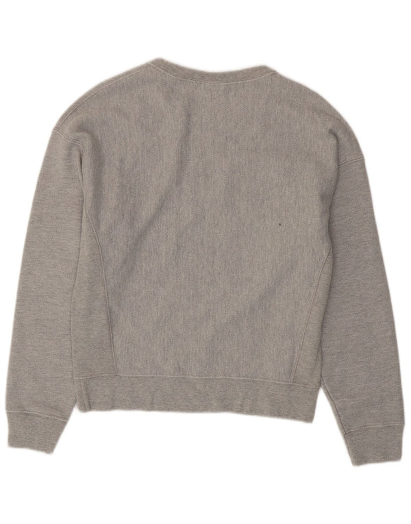 Felpa con grafica da donna CHAMPION Maglione UK 14 Cotone grigio medio