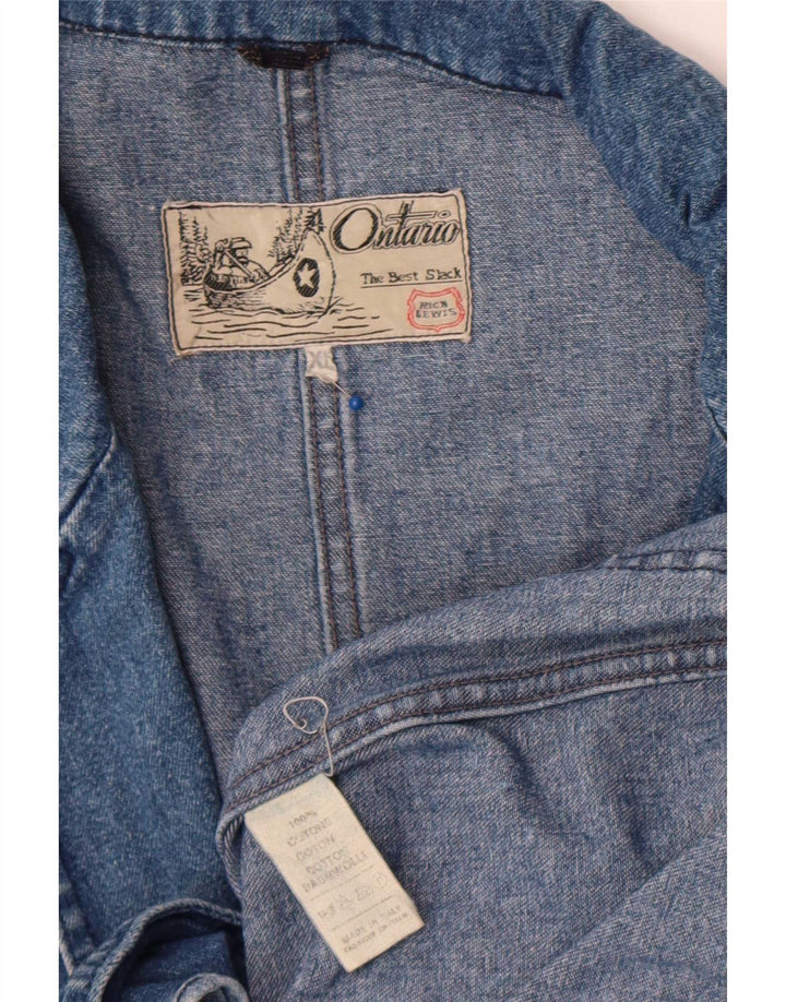 Giacca blazer in denim da uomo a 2 bottoni Ontario UK 42 XL cotone blu
