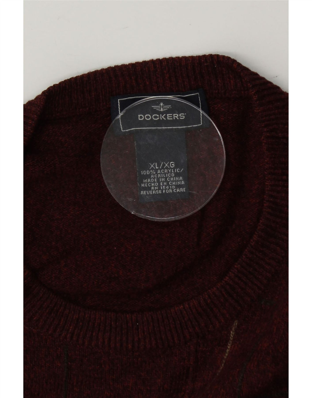 DOCKERS Mens Crew Neck Jumper Sweater XL Red Check Acrylic Vintage Dockers and Second-Hand Dockers from Messina Hembry 