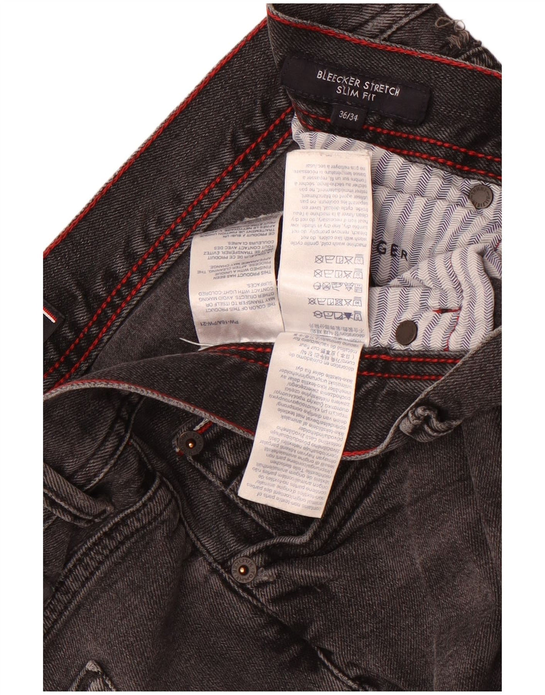 Tommy Hilfiger Uomo Bleecker Slim Jeans W36 L34 Cotone Grigio