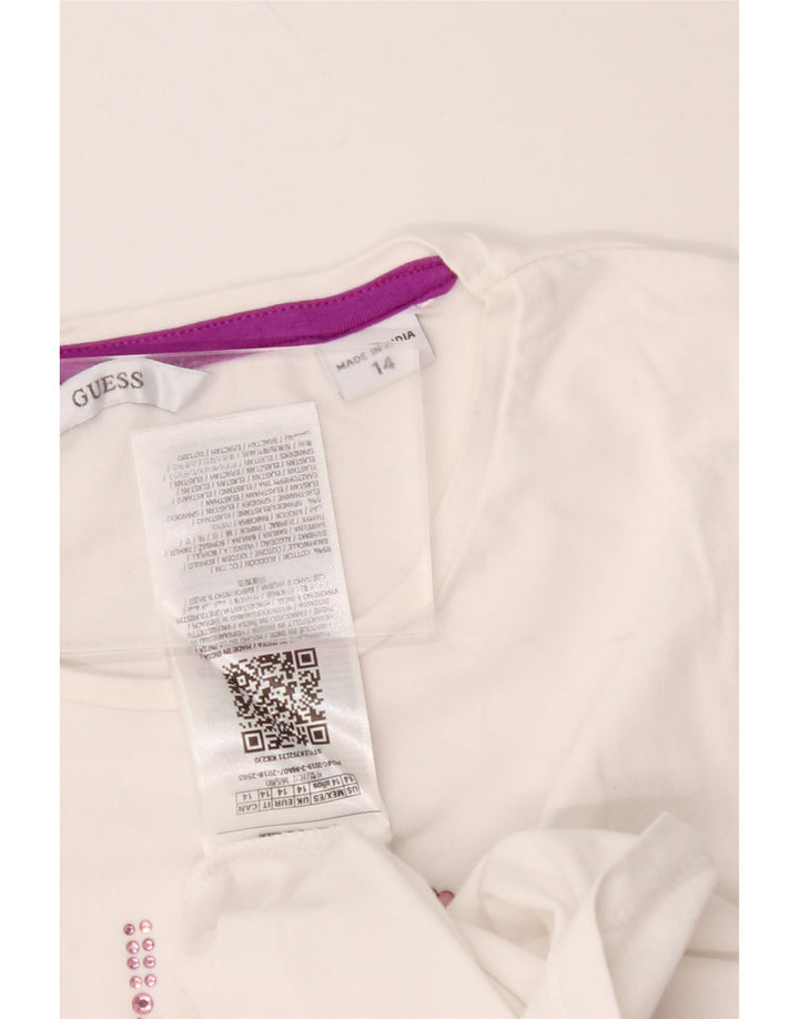 T-shirt grafica GUESS per bambina 13-14 anni in cotone bianco