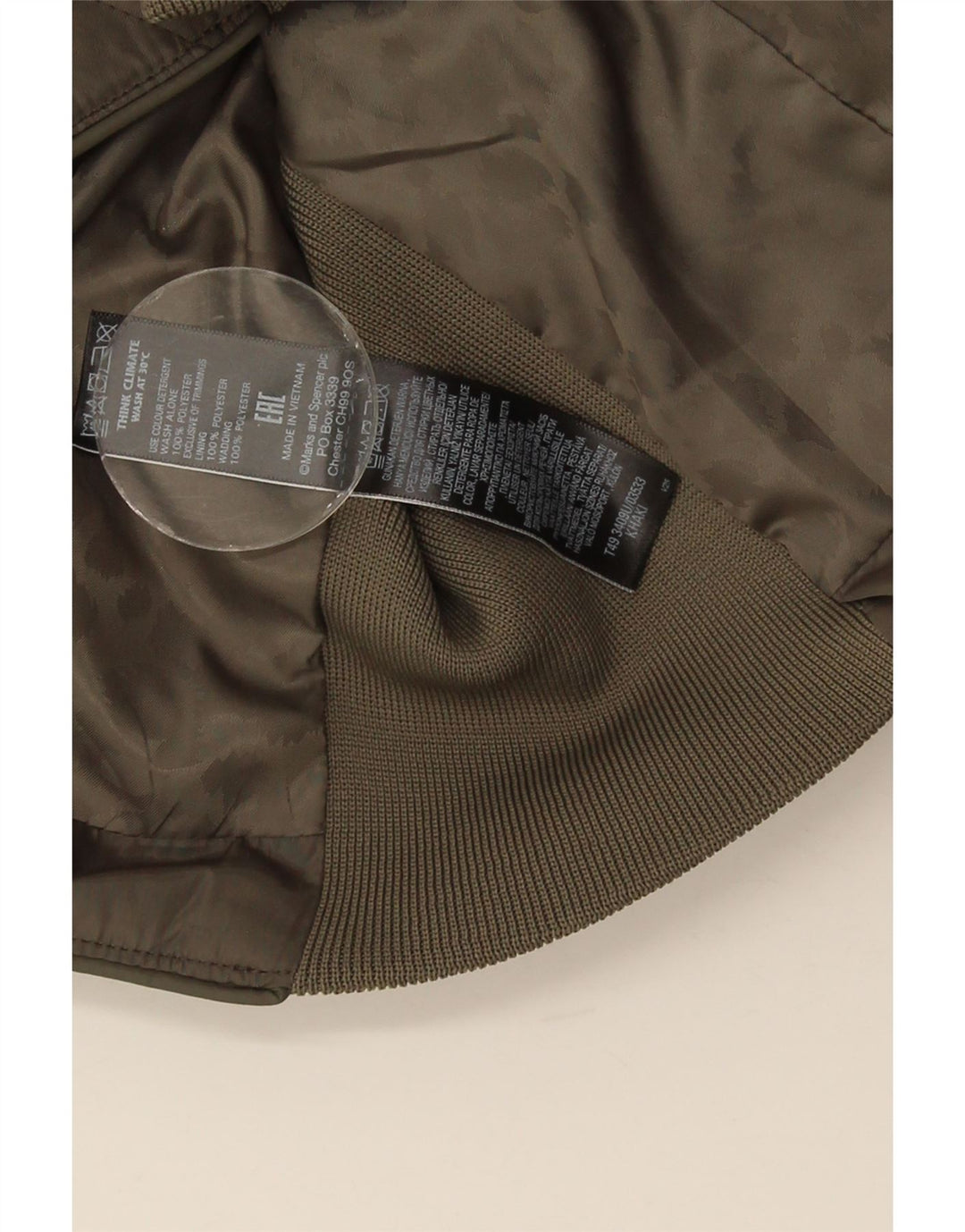 Giacca trapuntata da donna Marks & Spencer UK 14 grande poliestere kaki