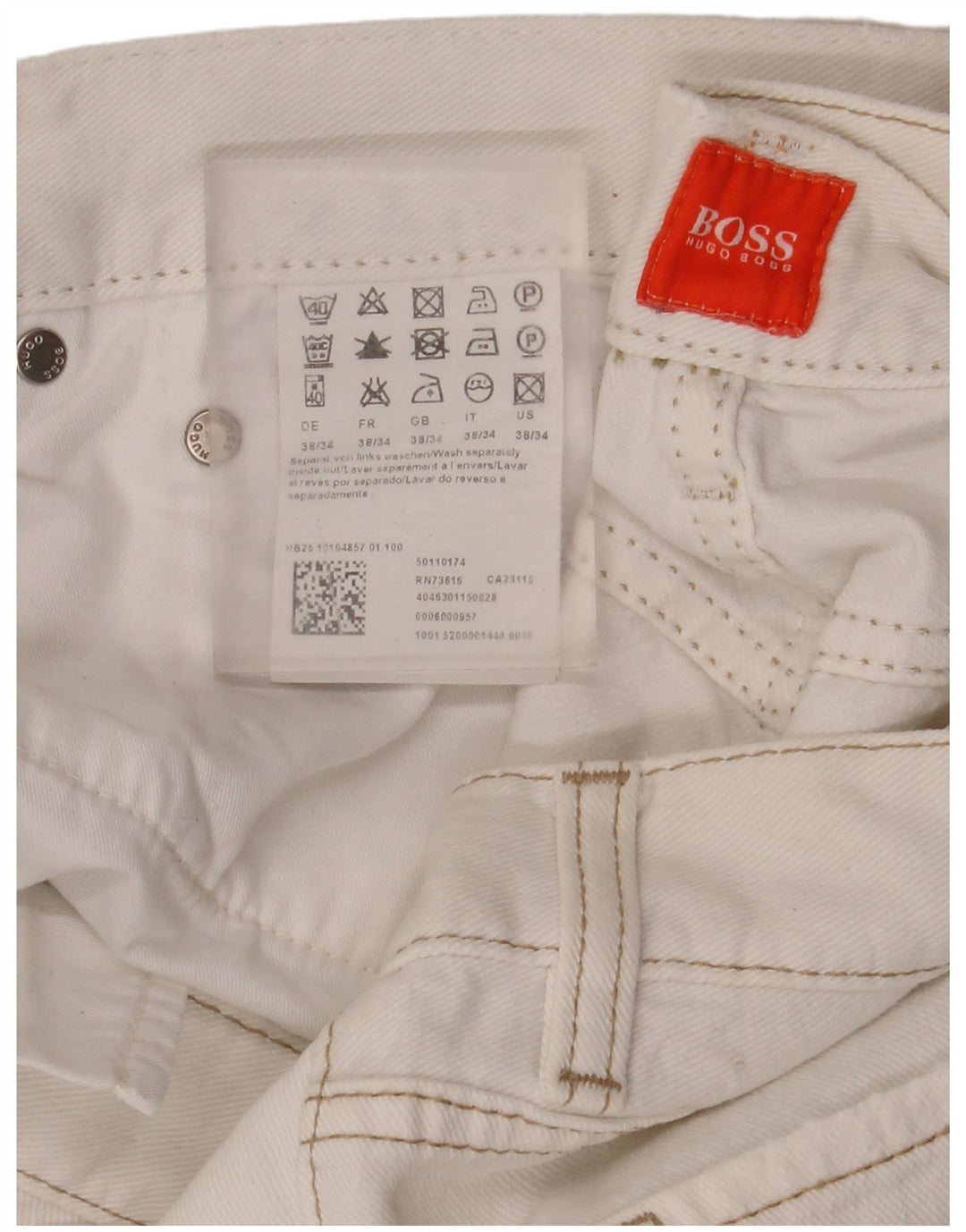 Jeans dritti da uomo Hugo Boss W38 L34 cotone bianco
