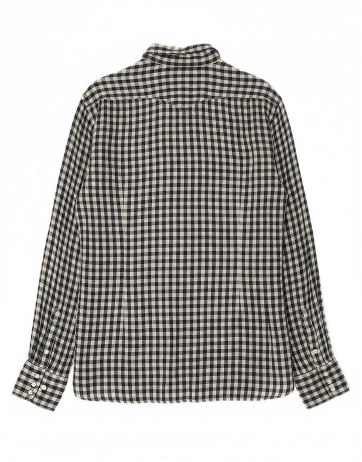 Camicia western da uomo Stefanel grande in cotone a quadretti blu navy