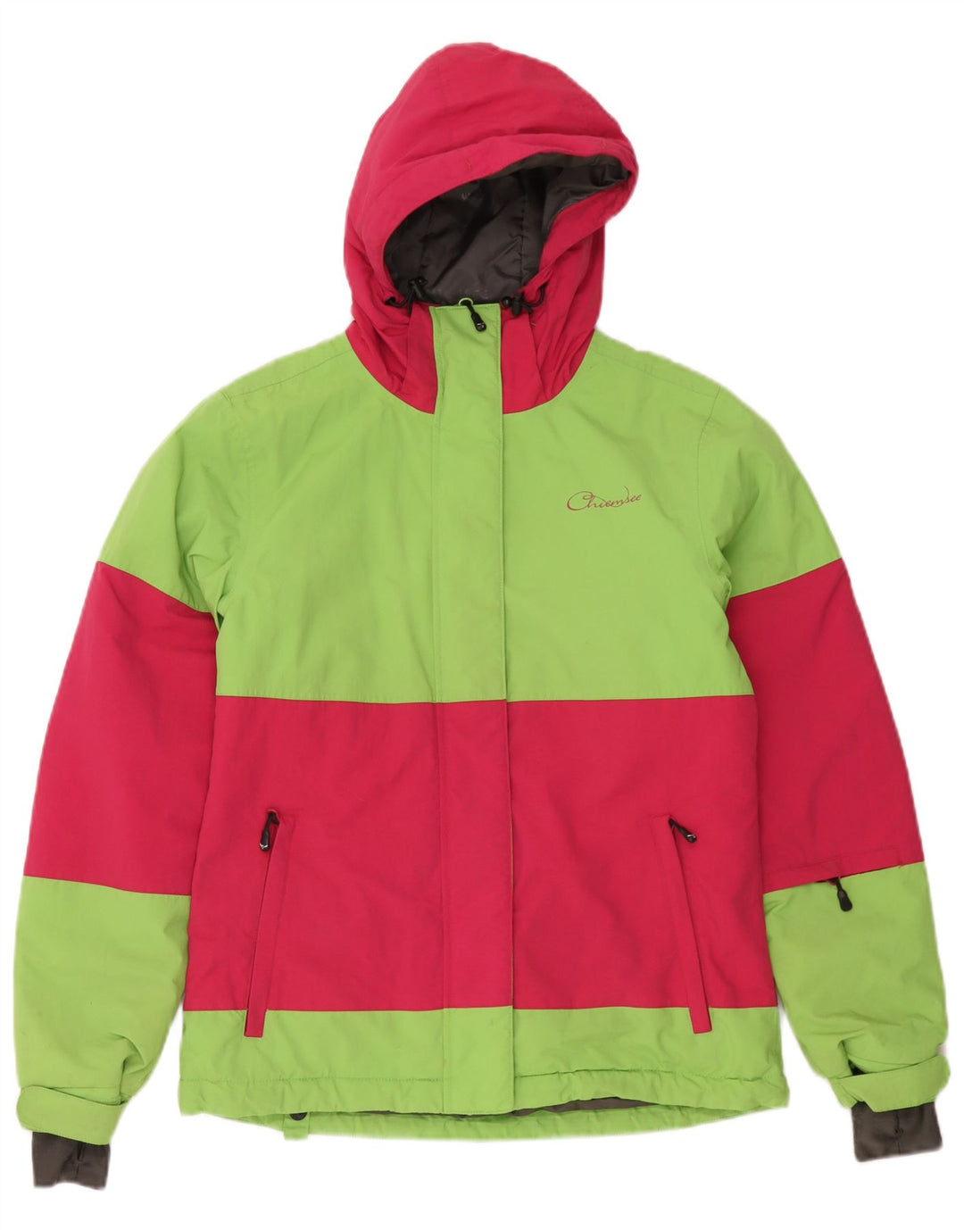 Giacca da sci con cappuccio da donna Chiemsee UK 10 Small Verde Colourblock in poliammide
