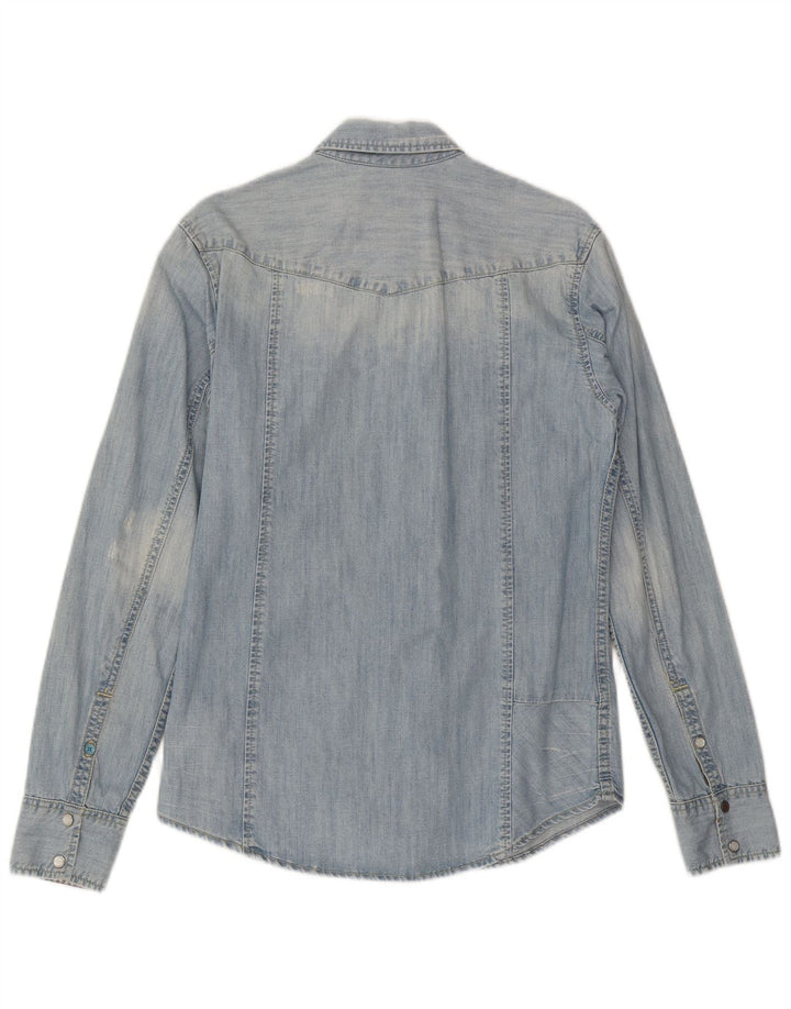Camicia di jeans da uomo Tommy Hilfiger piccola in cotone blu