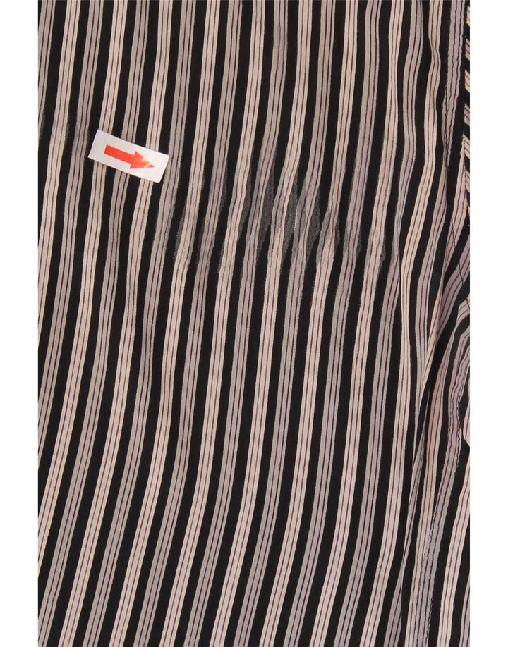 MESSORI Camicia a maniche corte da uomo piccola in seta a righe nere