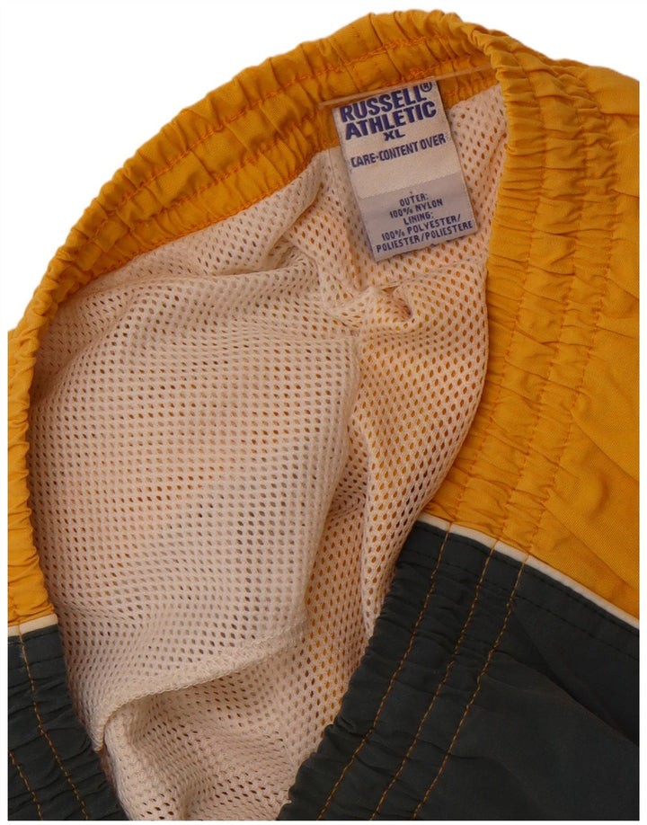 Pantaloncini da bagno da uomo RUSSELL ATHLETIC XL in nylon color block giallo