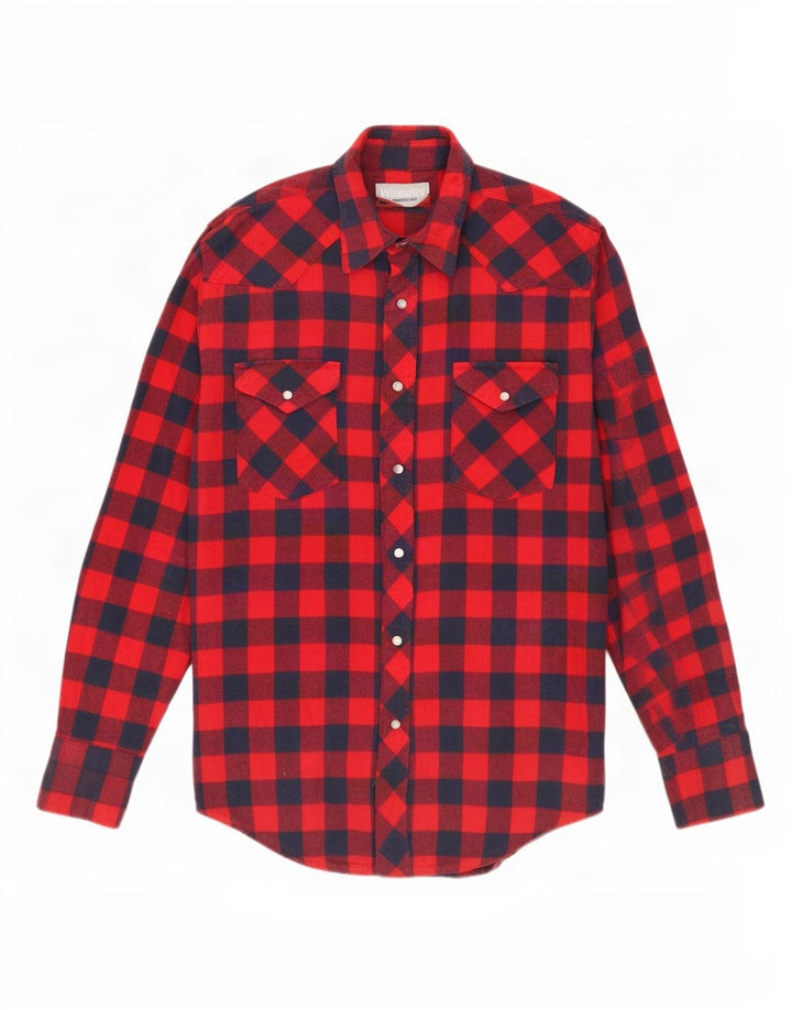 Camicia da uomo in flanella Wrangler in cotone a quadretti rosso medio