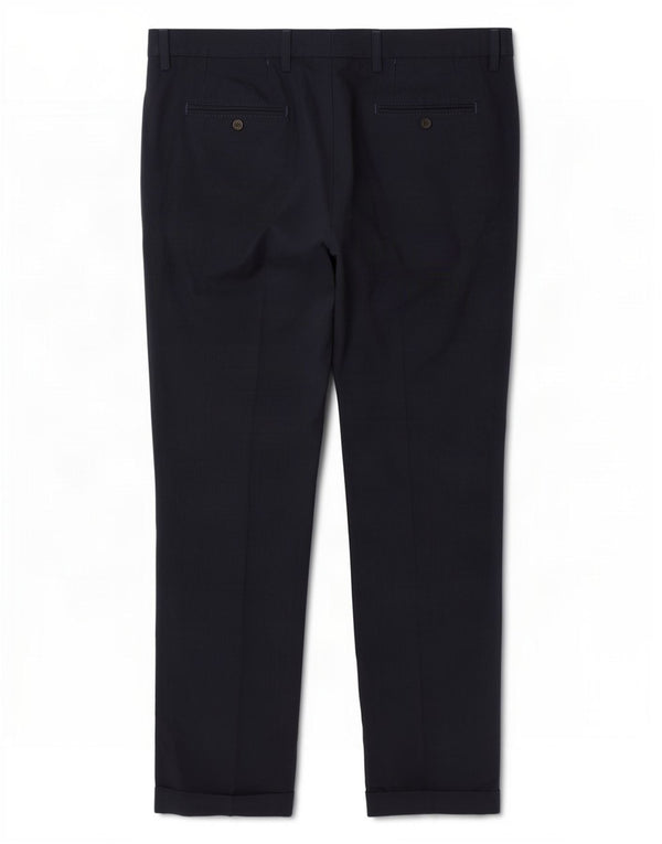 Pantaloni da abito slim da uomo Marks & Spencer W38 L31 poliestere blu navy