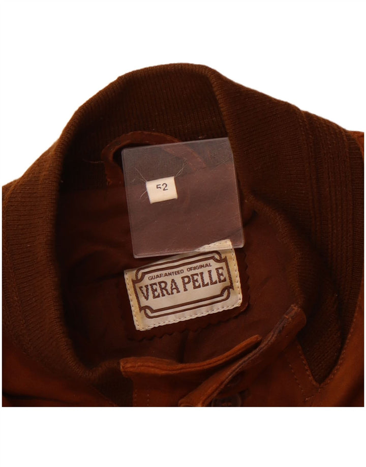 Giubbotto bomber da uomo in pelle scamosciata VINTAGE IT 52 XL in pelle marrone