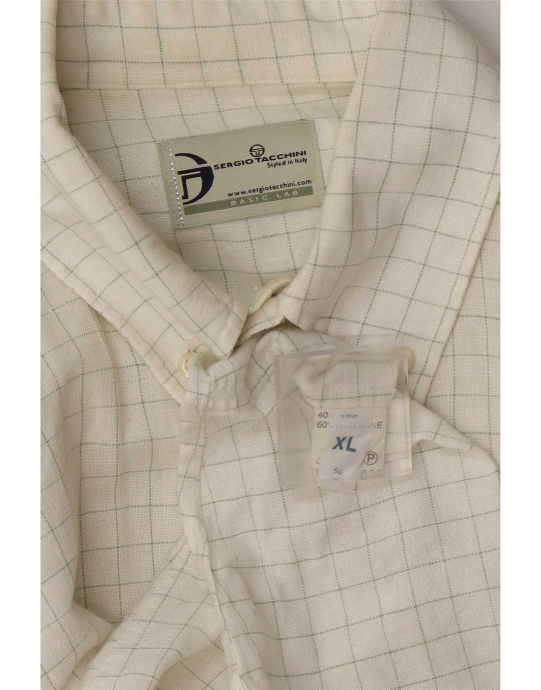 Camicia Sergio Tacchini Uomo XL Lino a quadri bianchi