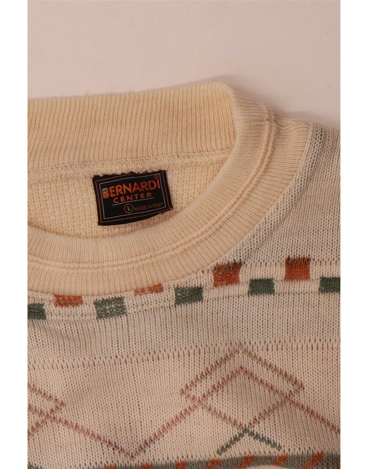 Maglione maglione girocollo da uomo Bernardi XL a righe bianche
