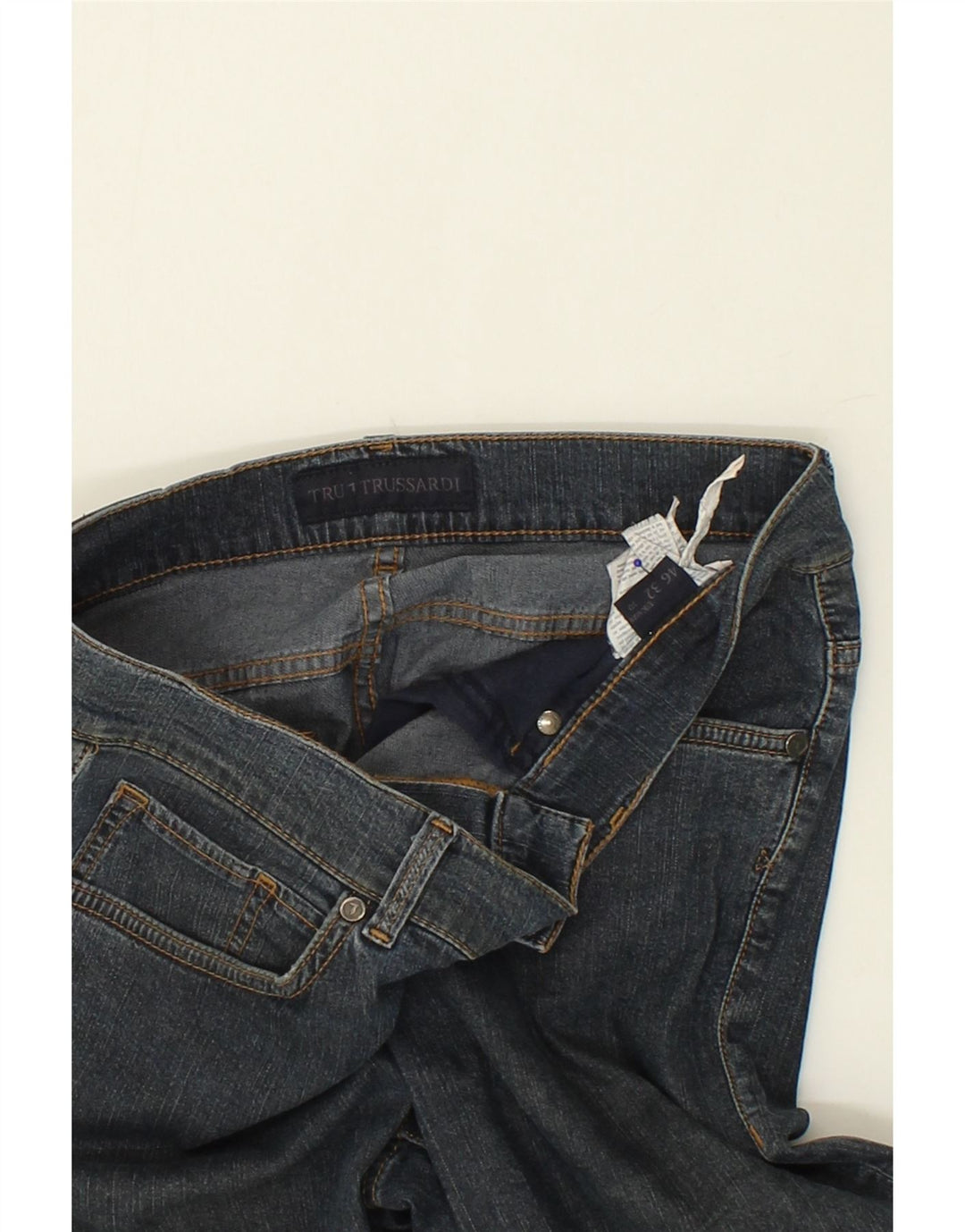 TRUSSARDI Womens Straight Jeans W32 L32 Navy Blue Cotton Vintage Trussardi and Second-Hand Trussardi from Messina Hembry 