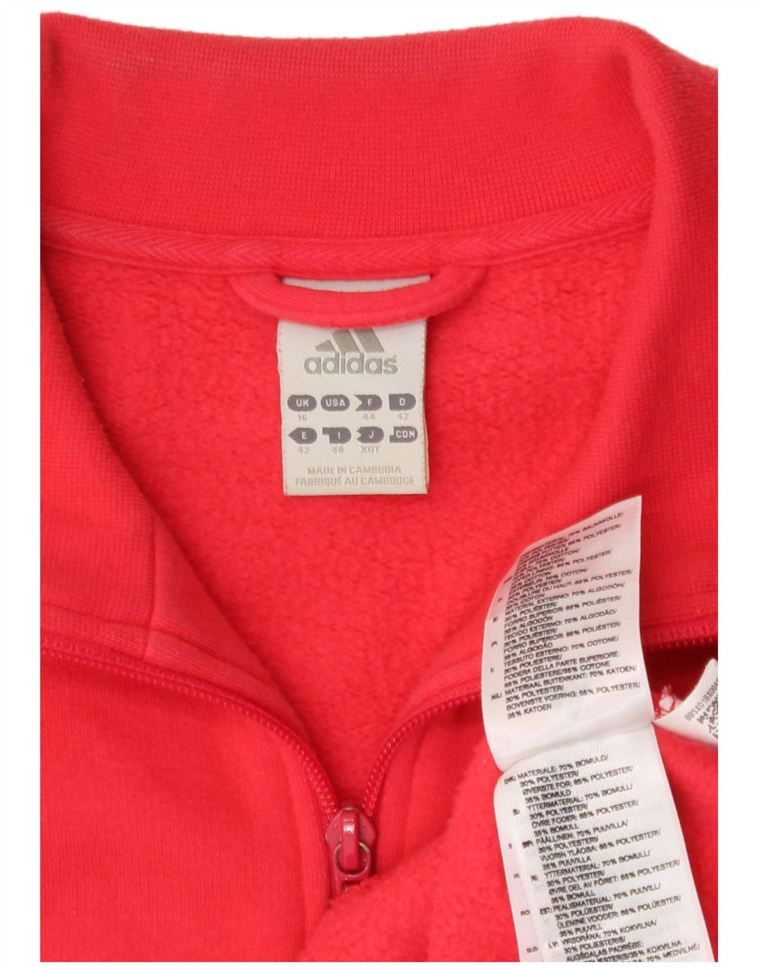 Giacca da ginnastica da donna Adidas UK 16 grande rossa in cotone