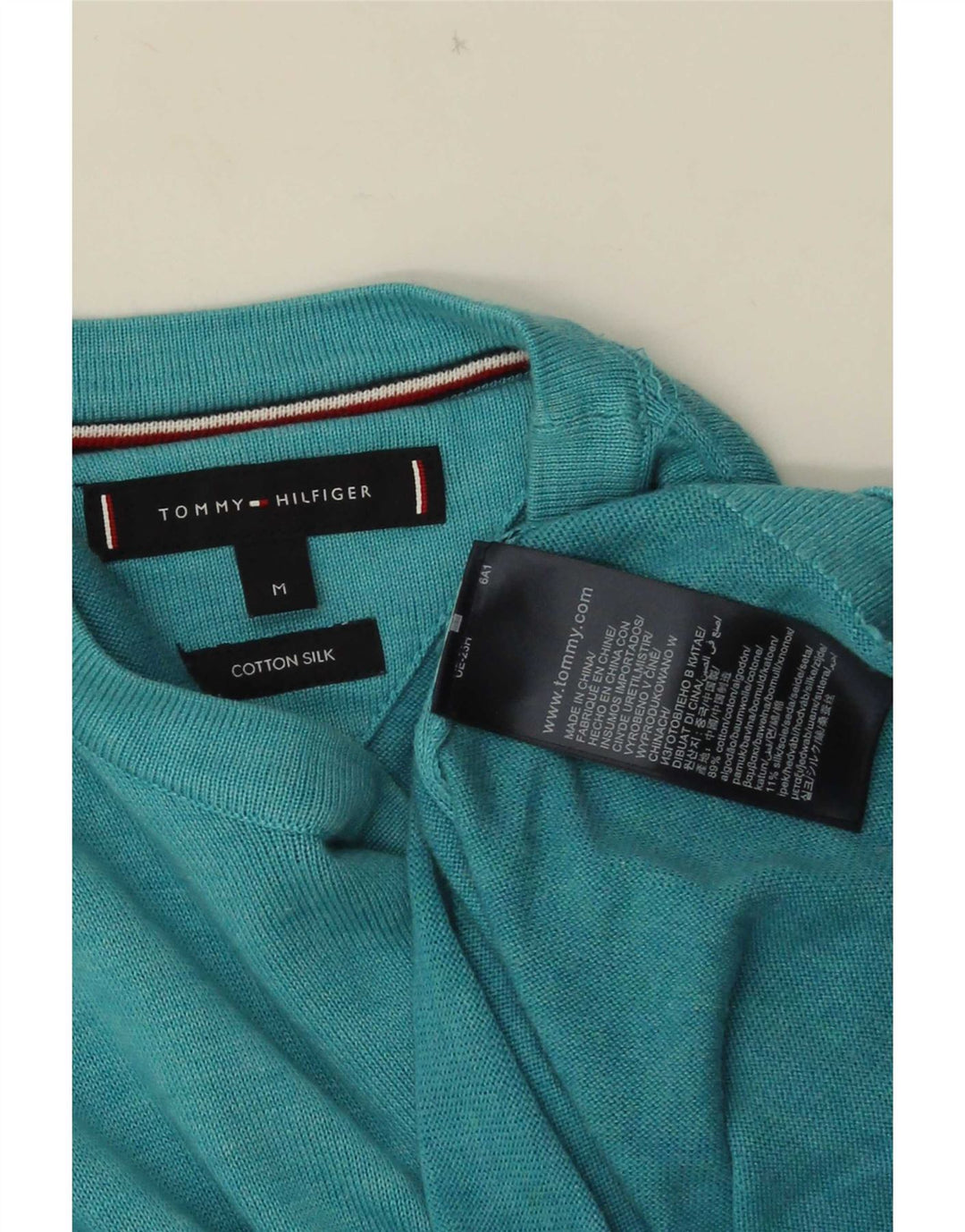 Maglione maglione girocollo da uomo Tommy Hilfiger cotone medio turchese