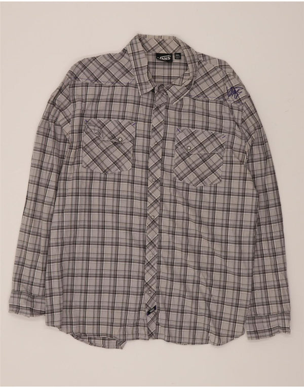 Camicia da uomo Vans 2XL in cotone a quadri grigi