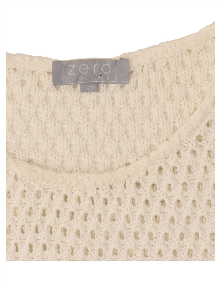ZERO Womens See Through Crew Neck Jumper Sweater IT 42 Medium White Vintage Zero and Second-Hand Zero from Messina Hembry 