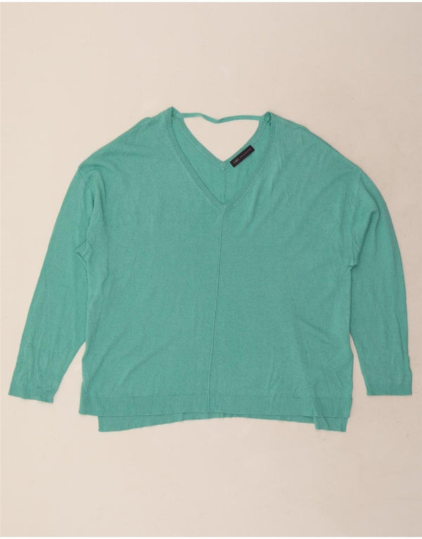 Maglione da donna con scollo a V Marks & Spencer UK 22 3XL Viscosa turchese