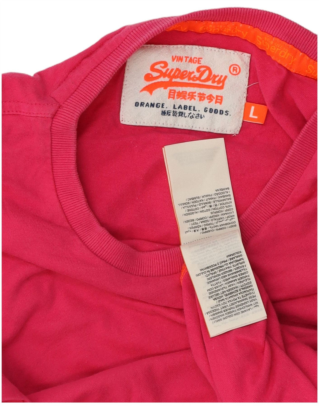 T-shirt da donna Superdry Top Large in cotone rosa