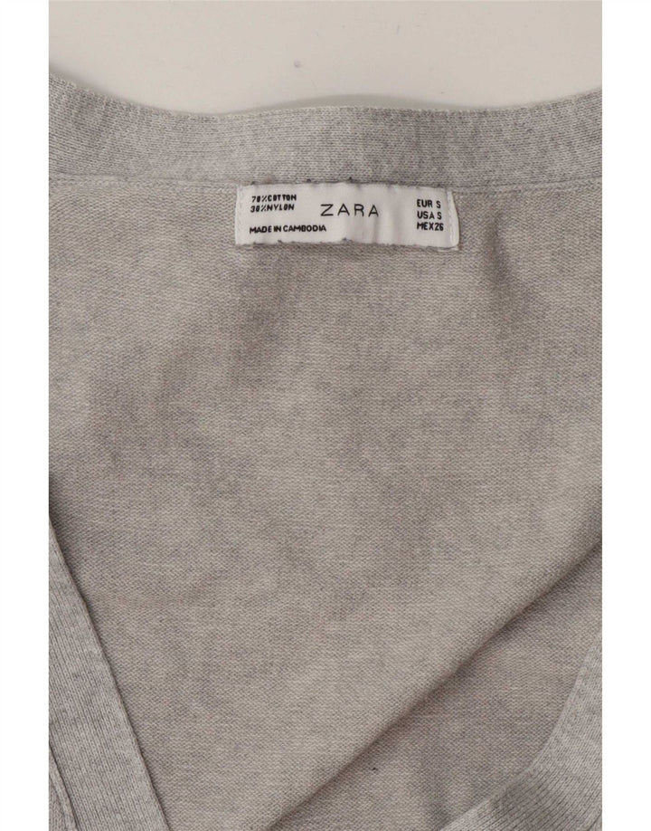 Maglione cardigan da donna Zara UK 10 piccolo cotone grigio