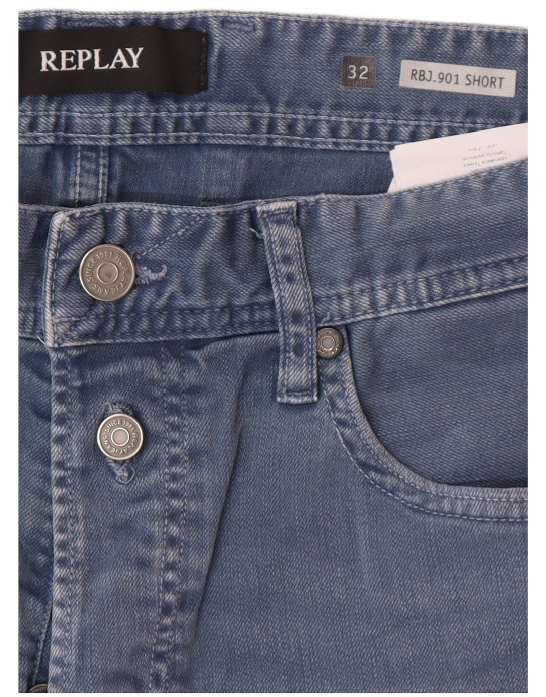 REPLAY Pantaloncini di jeans da uomo W32 cotone blu medio