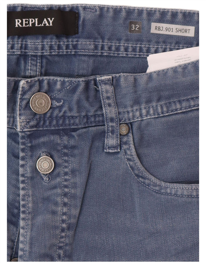 REPLAY Pantaloncini di jeans da uomo W32 cotone blu medio