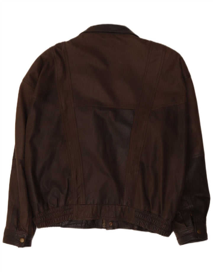 Giacca bomber in pelle da uomo vintage IT 56 3XL Pelle marrone
