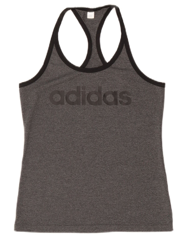 Adidas Canotta grafica Climalite da donna UK 4/6 XS Poliestere grigio
