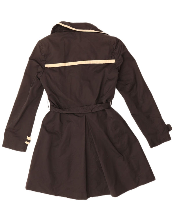 JOHN LEWIS Womens Trench Coat UK 10 Small Black Cotton