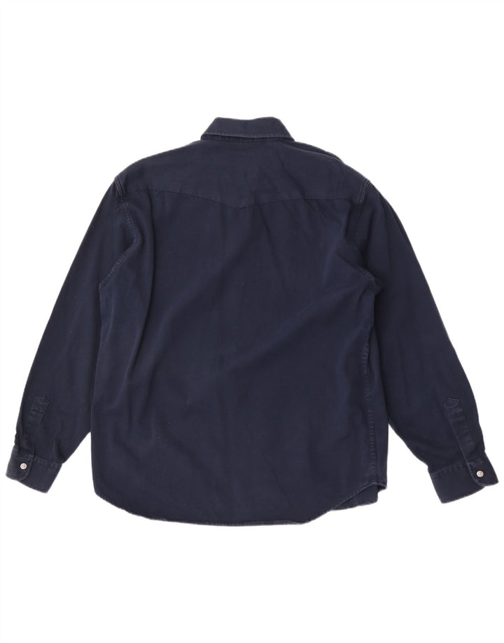 Camicia da uomo Carrera grande in cotone blu navy