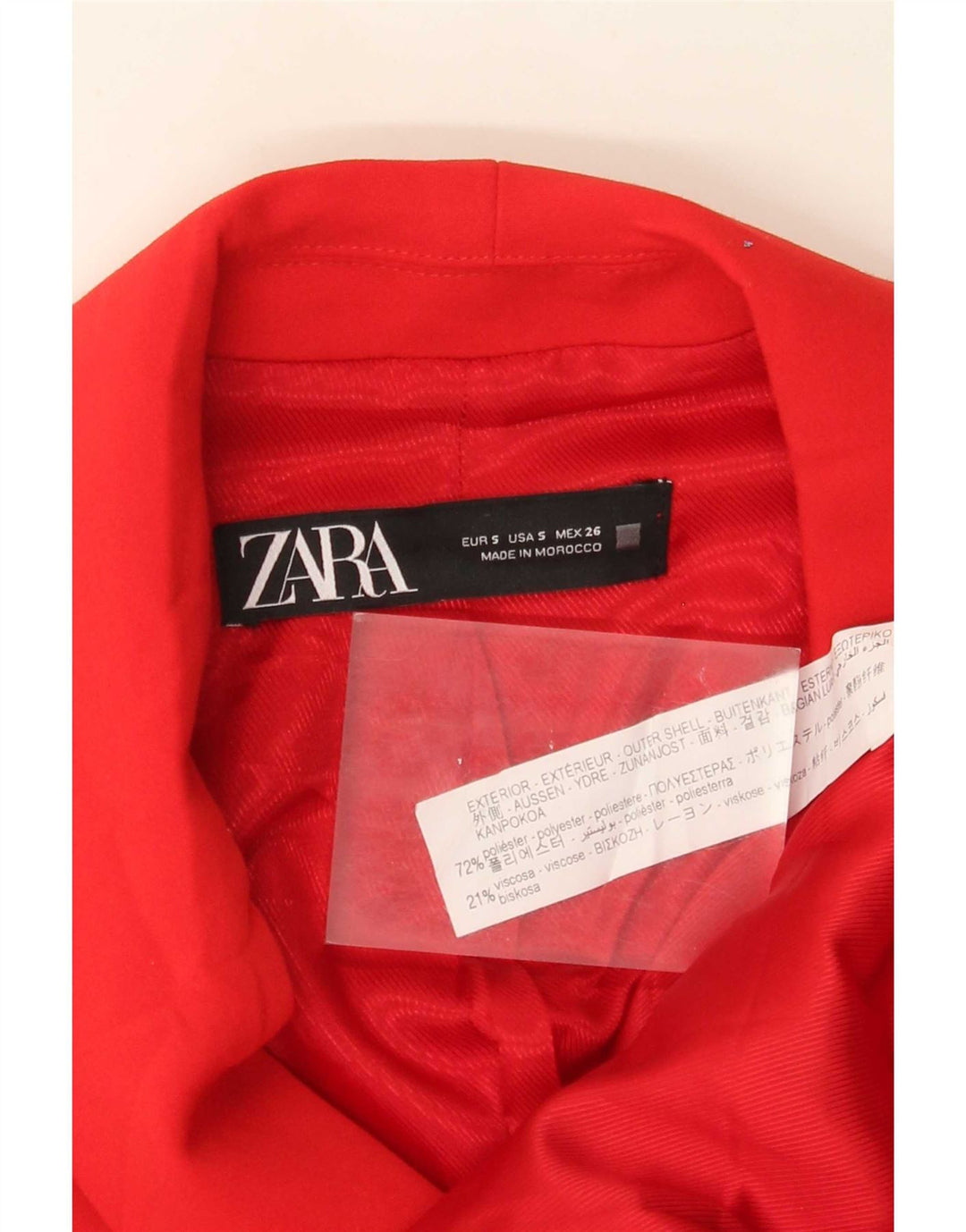 Gilet lungo doppiopetto da donna Zara UK 10 piccolo poliestere rosso