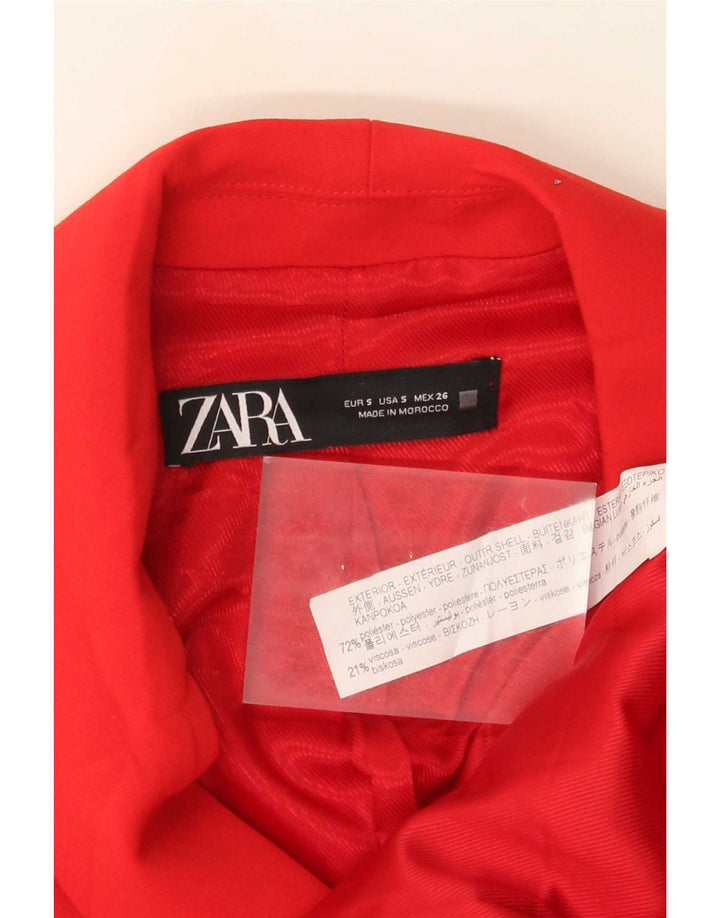Gilet lungo doppiopetto da donna Zara UK 10 piccolo poliestere rosso