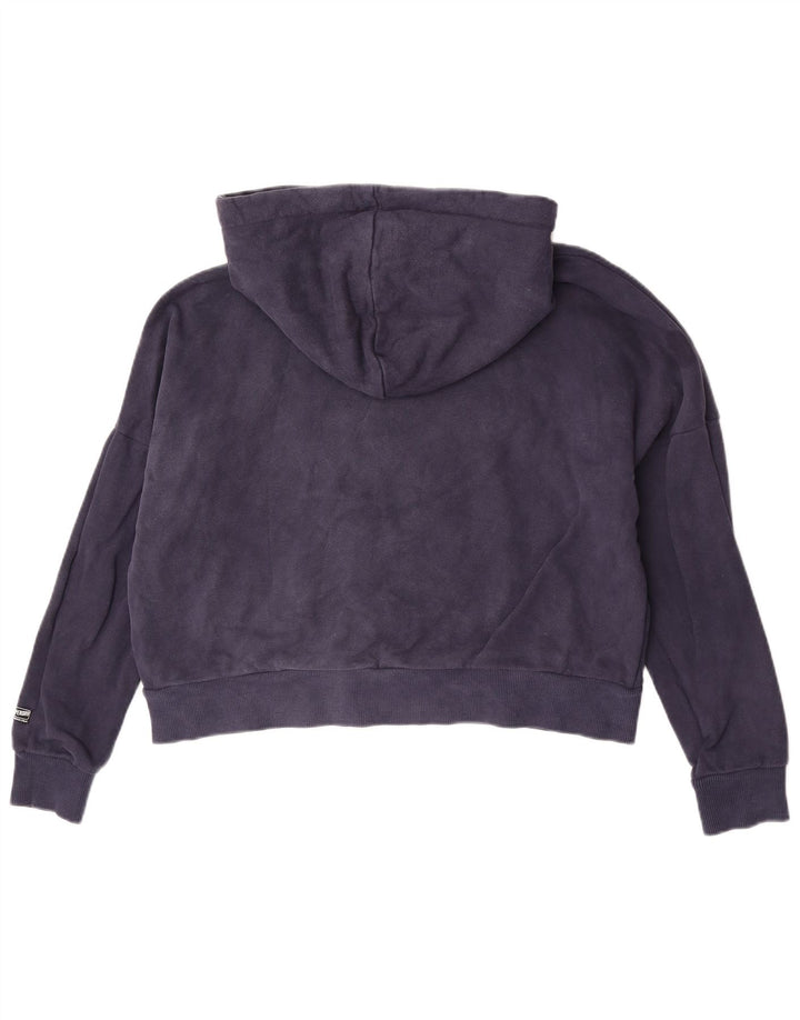 Maglione da donna con cappuccio grafico oversize corto Superdry UK 14 grande blu navy