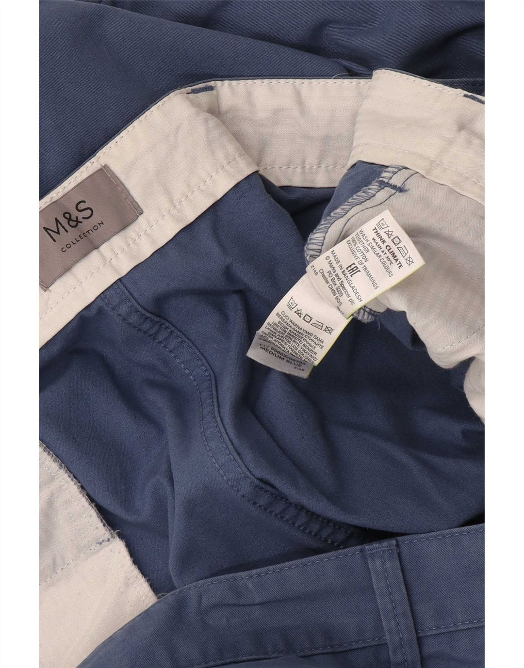 Pantaloncini chino da uomo Marks & Spencer W48 4XL cotone blu