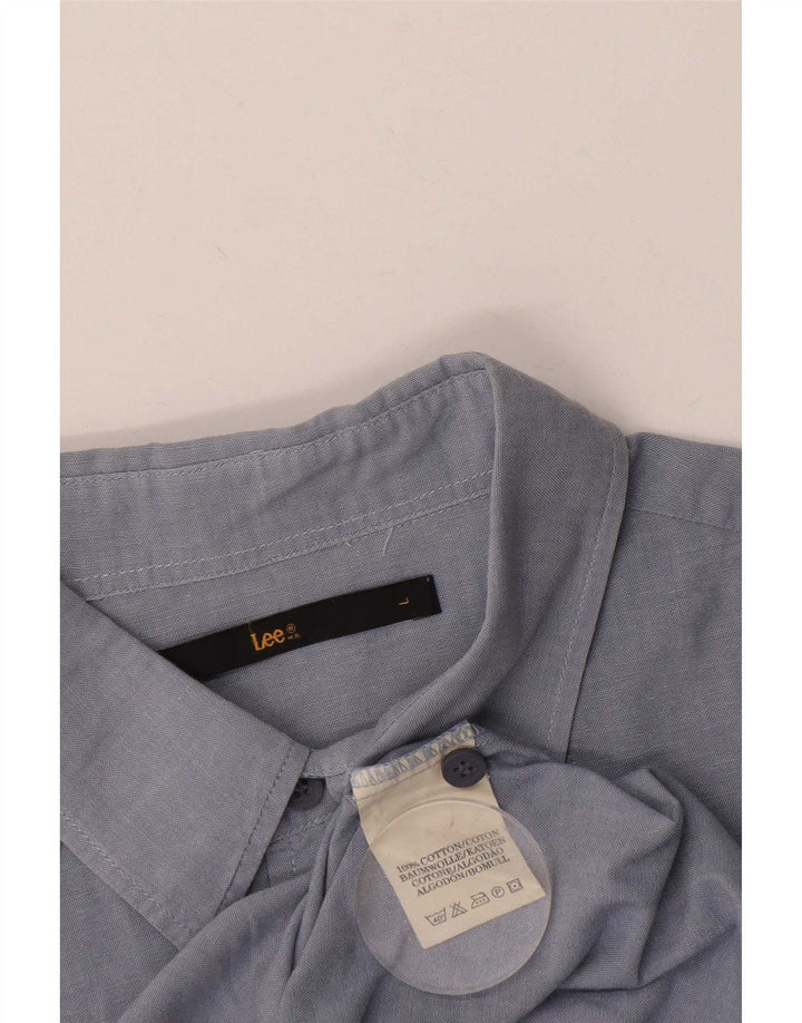 Camicia a maniche corte da uomo Lee Large in cotone blu