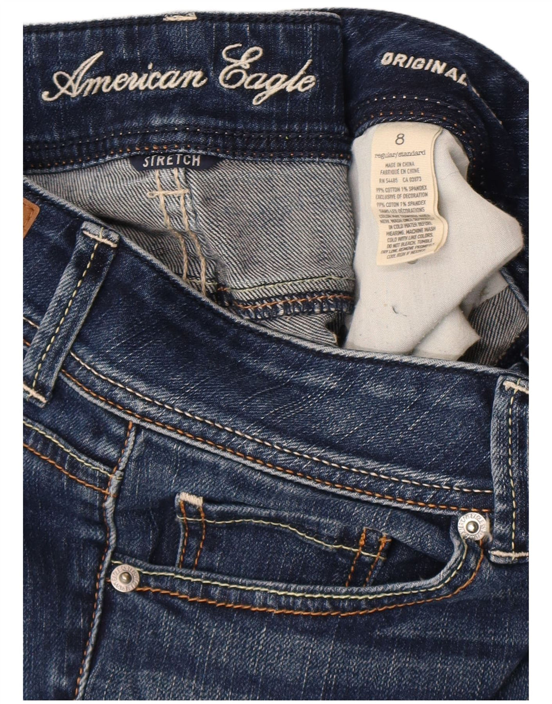 Jeans bootcut da donna American Eagle US 8 medio W32 L32 cotone blu