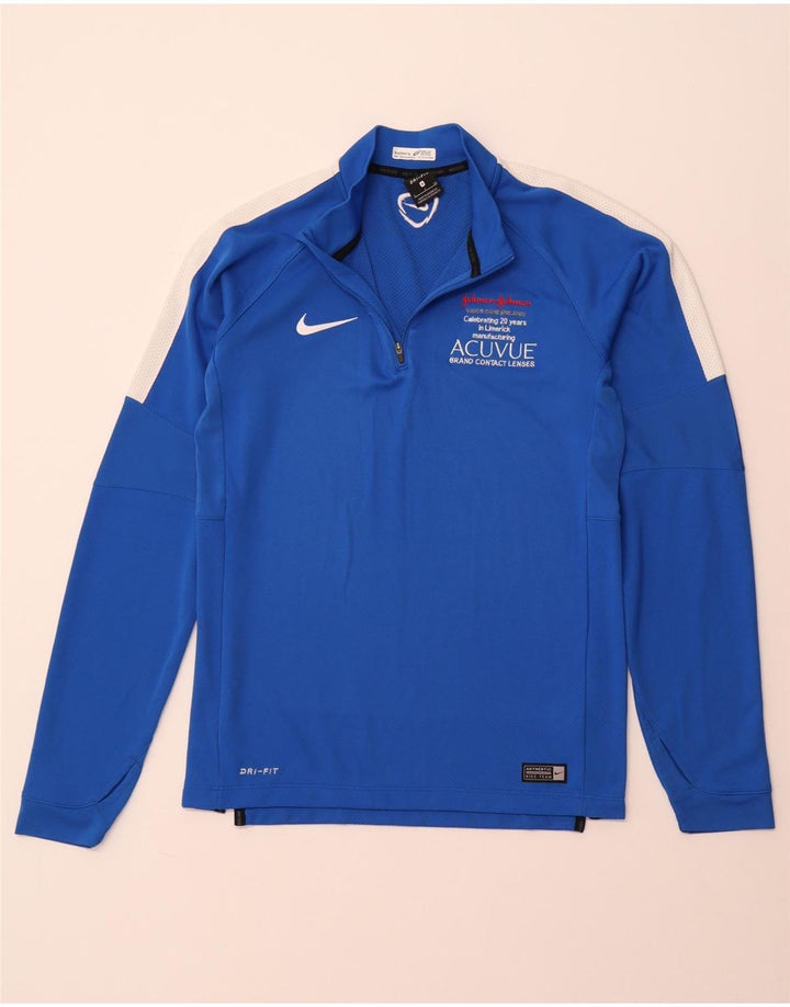NIKE Top da tuta da uomo Dri Fit con zip e collo in jersey piccolo blu a blocchi di colore