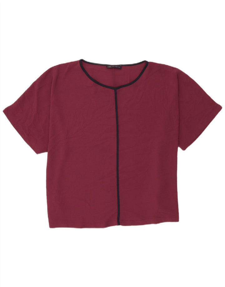 Top camicetta regolare da donna Marks & Spencer UK 20 2XL Poliestere bordeaux