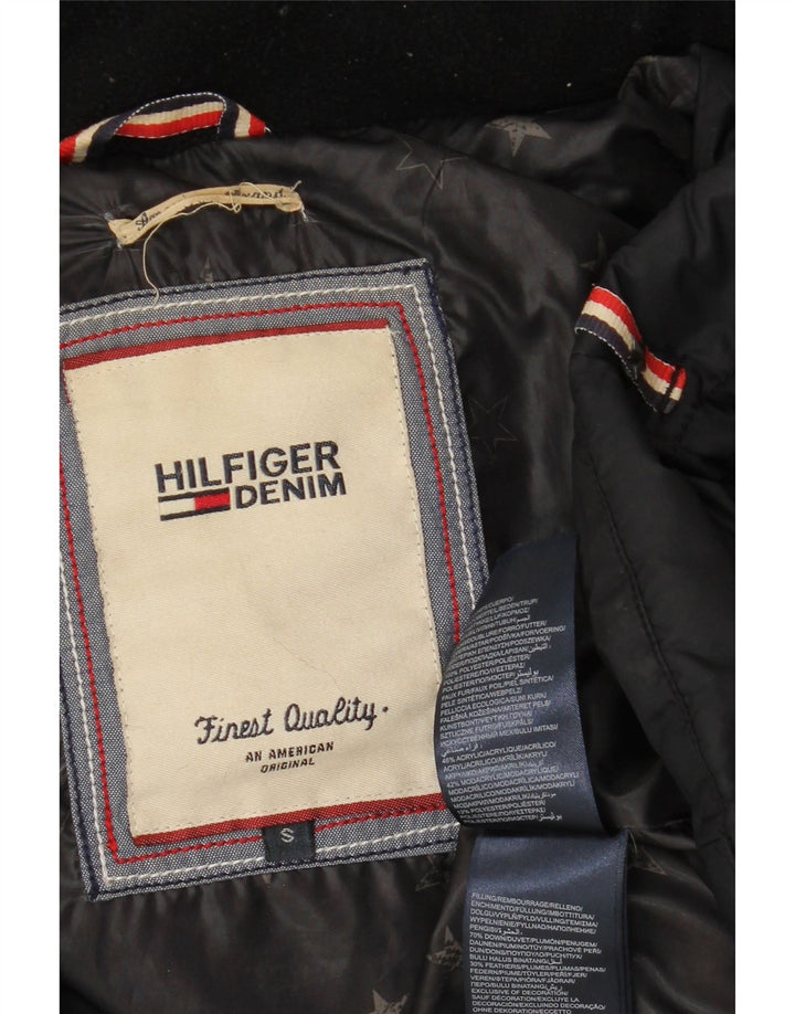 TOMMY HILFIGER Womens Hooded Padded Jacket UK 10 Small Black Polyester