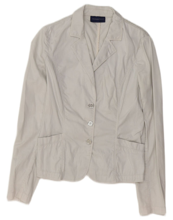 Giacca Blazer 3 Bottoni Donna TRUSSARDI IT 40 Small Cotone Bianco