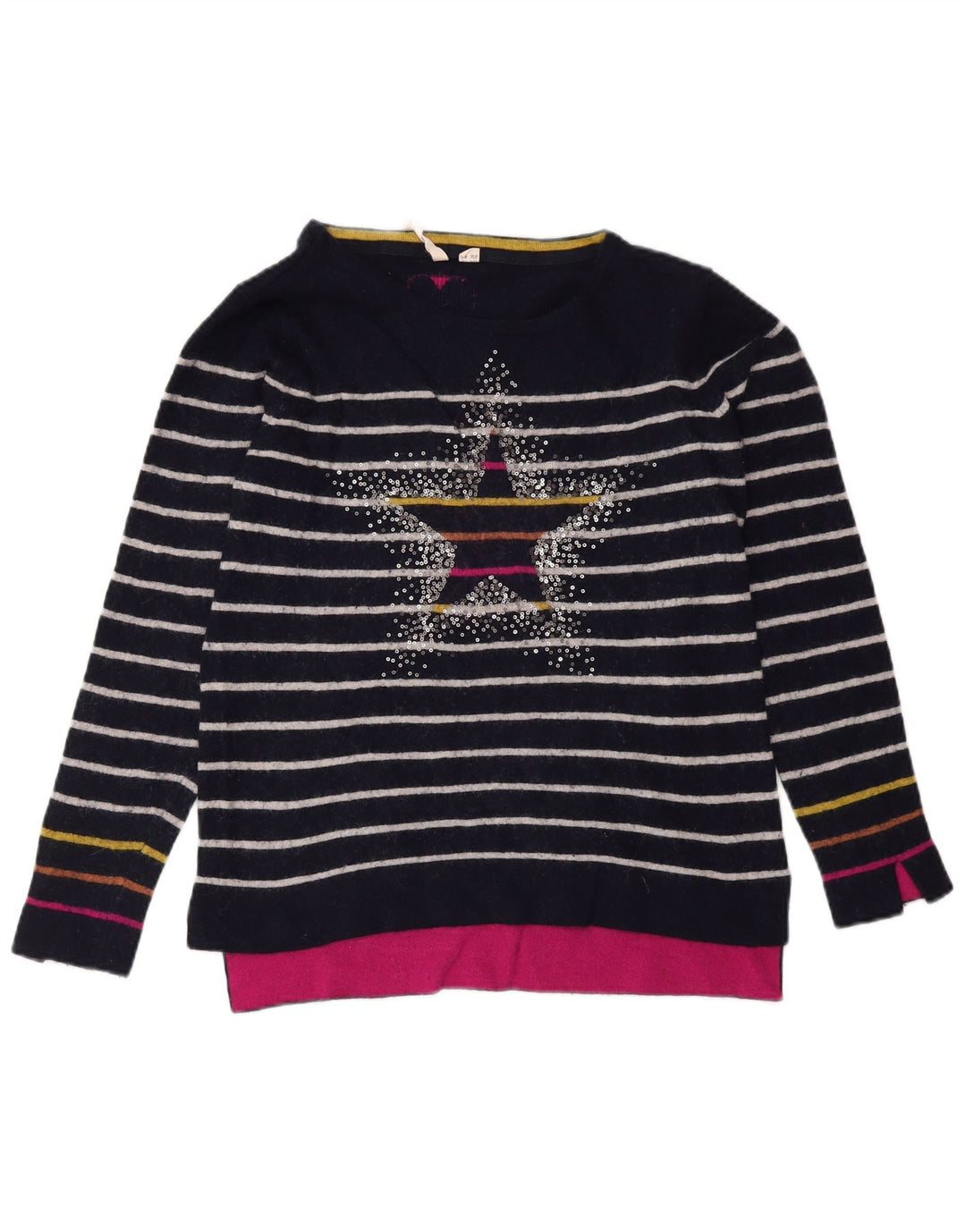 Maglione maglione con scollo a barca da uomo White Stuff UK 12 Medio a righe blu navy