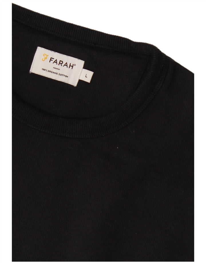 Felpa da uomo Farah Maglione grande in cotone blu navy