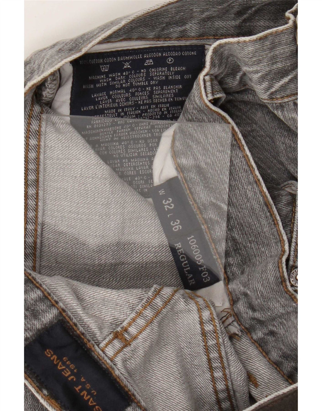 Jeans dritti da uomo Gant W32 L36 cotone grigio