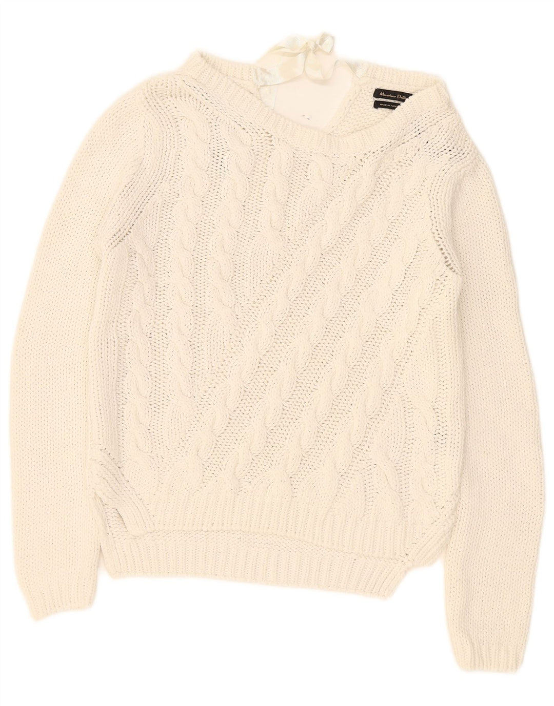 Massimo Dutti Maglione da donna con scollo a barchetta UK 14 Medio Bianco