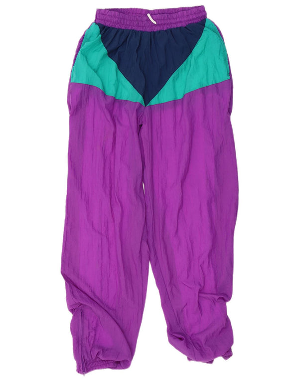 Pantaloni da tuta da donna vintage Joggers UK 12 Blocco colore viola medio