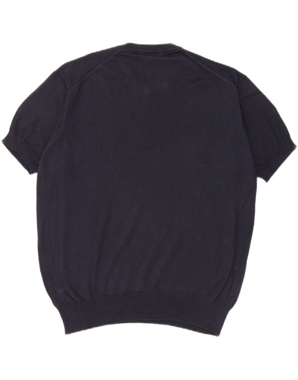 EMPORIO ARMANI Mens V-Neck Jumper Sweater IT 52 Large Navy Blue