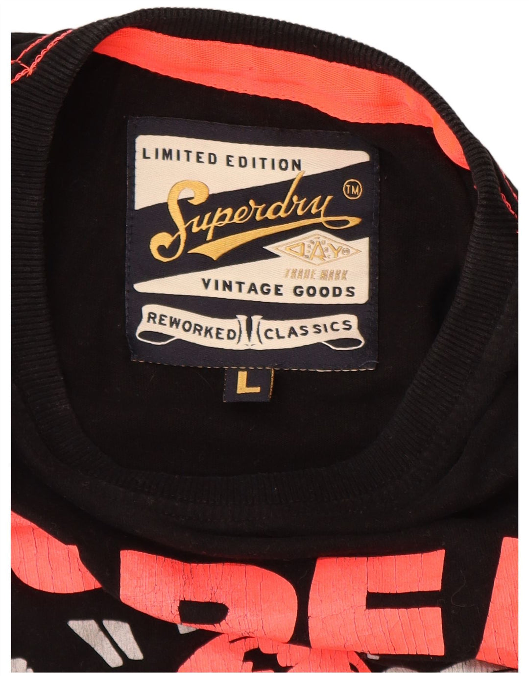 T-shirt grafica da uomo SUPERDRY Top grande in cotone nero